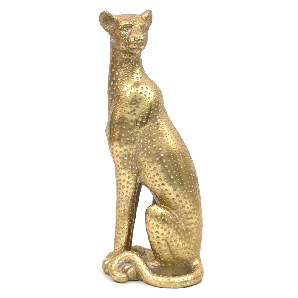 Figurka Lampart Kočka Zlatá 38x15x12cm Pruhovaná 40