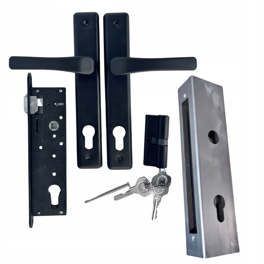 Zámková krabice 60x40 s klikovým zámkem a vložkou v černé barvě, sada pro branku