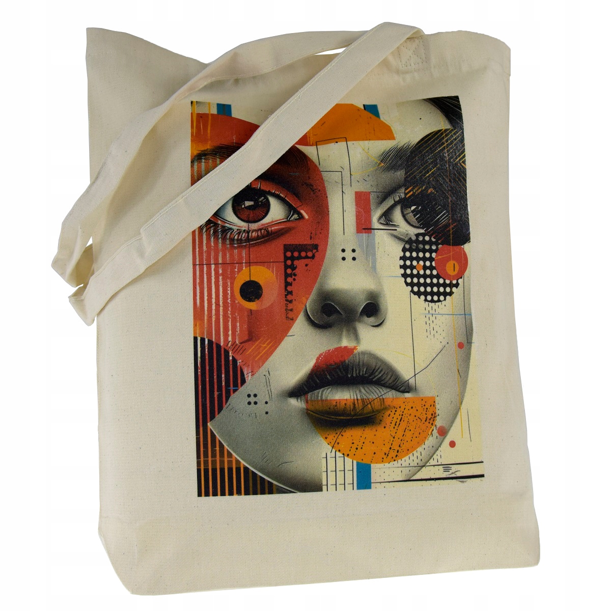 TORBA bawełniana 220g ecru z nadrukiem ABSTRAKCJA idealna na uczelnie