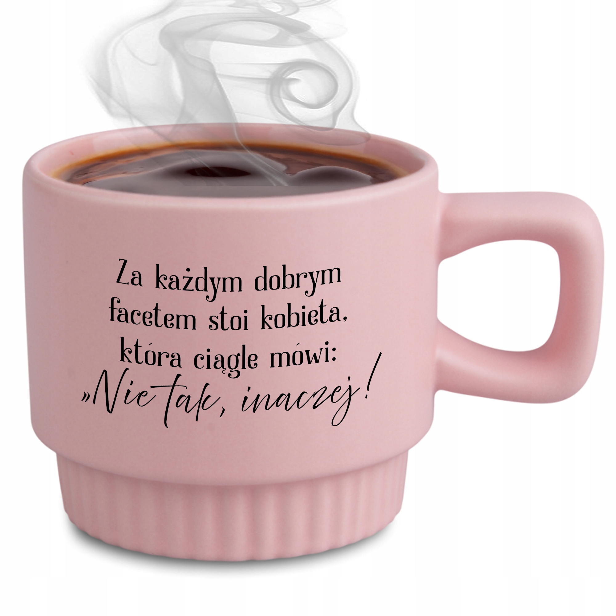 Ryflovaný hrnček Ružový Nie Áno, Inak! Darček pre chlapca a manžela