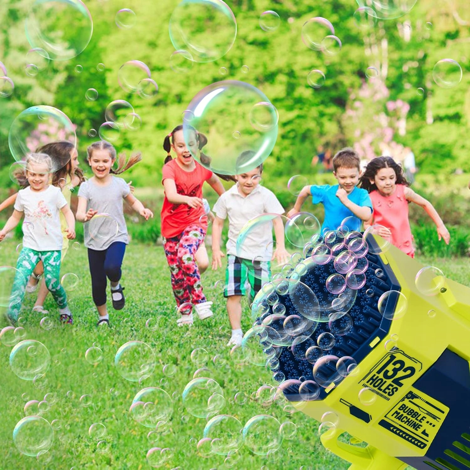 PISTOLET DO BANIEK BAZOOKA 132 OTWORY MASZYNA ŚWIECI AKUMULATOR USB LED XXL Wysokość produktu 25 cm