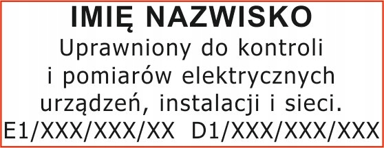 

Pieczątka Uprawnienia elektryk Sep G 1 E 1 D 1