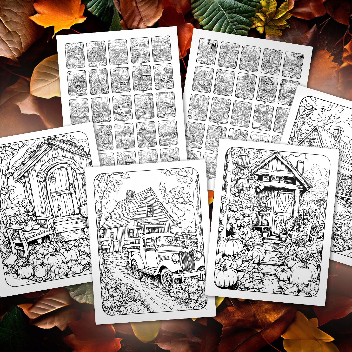 JESIEŃ KOLOROWANKA DLA DOROSŁYCH 50 ILUSTRACJI RELAKS ANTYSTRESOWA Tytuł Autumn Coloring Book For Adults