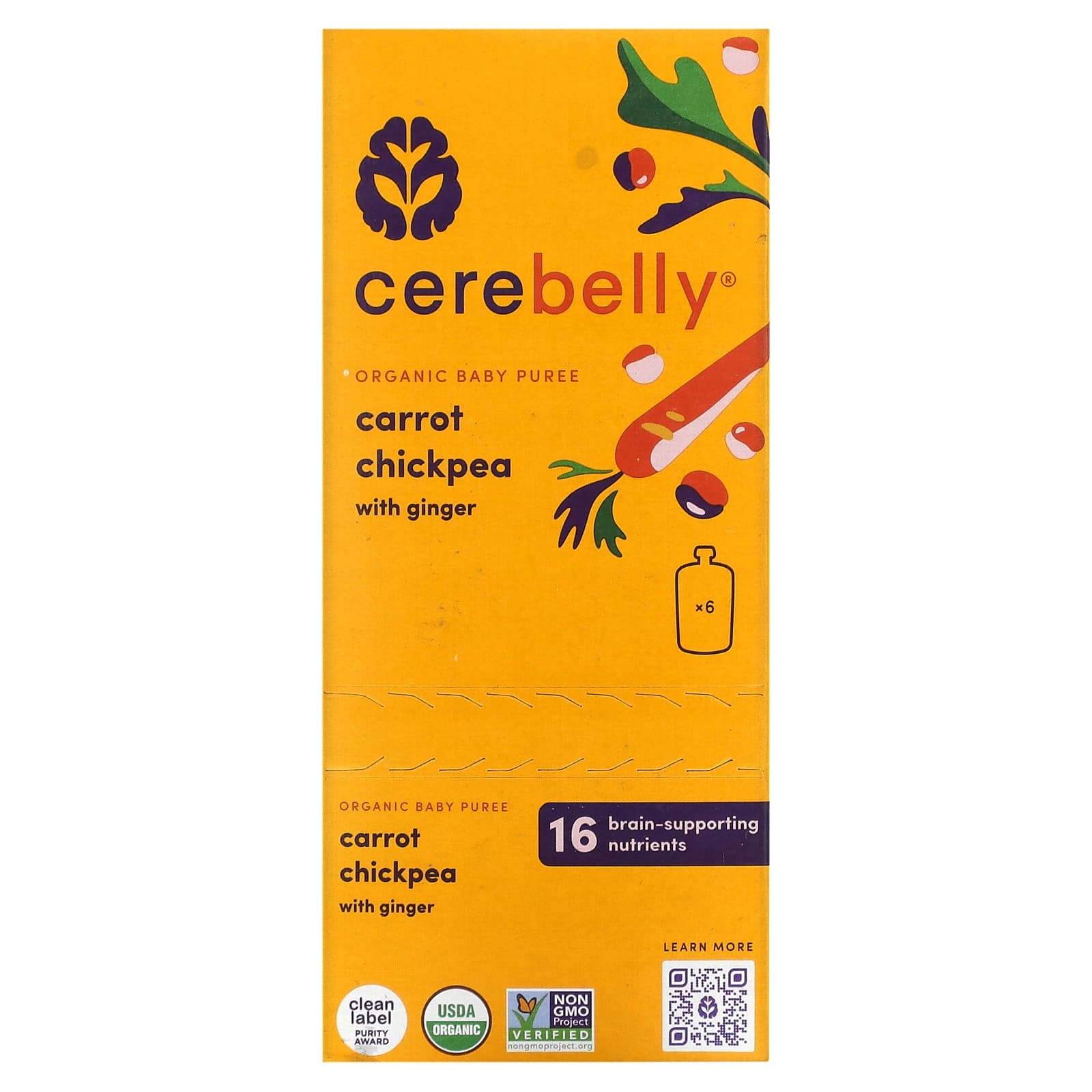 Cerebelly, ekologické pyré pro miminka, s mrkví, cizrnou a pro ně