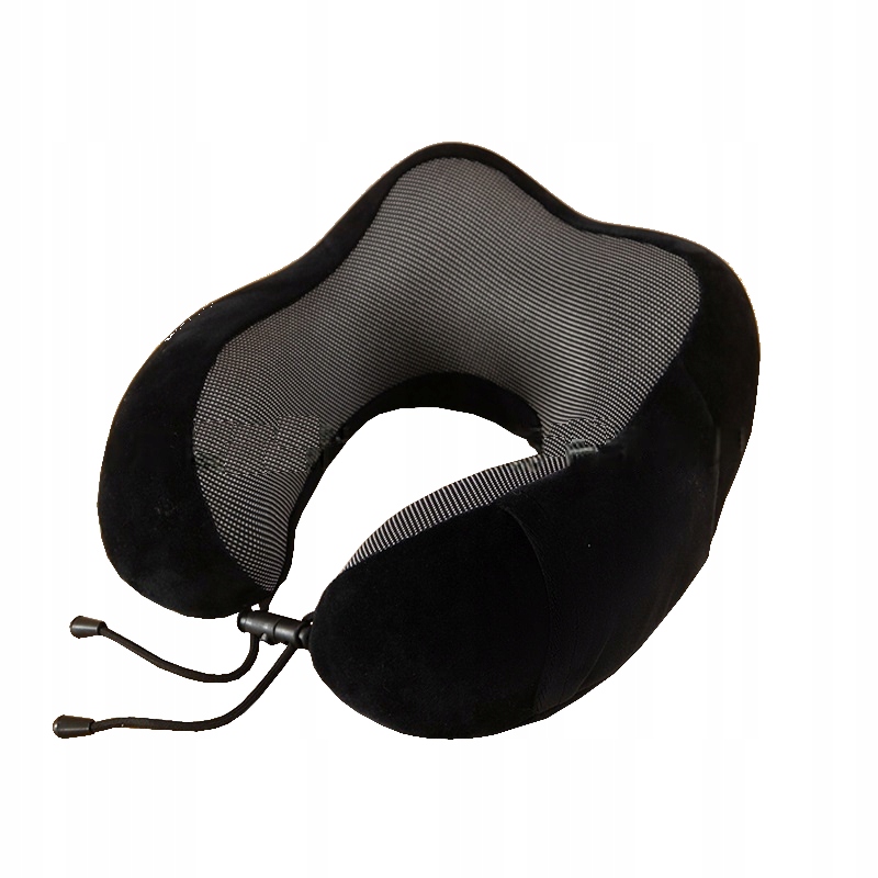 Poduszka podróżna rogal czarna miękka pianka memory foam na szyję