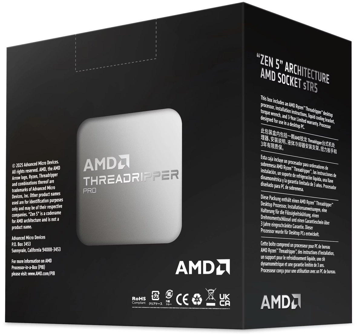 AMD CPU Desktop Ryzen Threadripper PRO 9965WX (24C/48T,4.2GHz/5.4GHz,152MB,350W,sTR5) box — 3