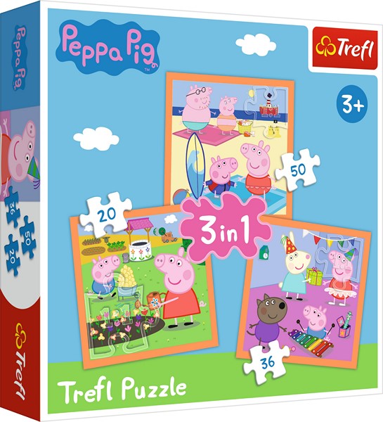 PUZZLE 3W1 POMYSŁOWA ŚWINKA PEPPA