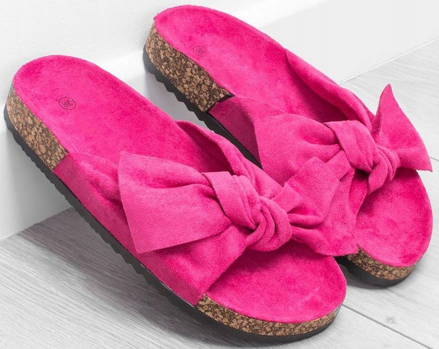 

Różowe Zamszowe Klapki Z Kokardą Celia 38