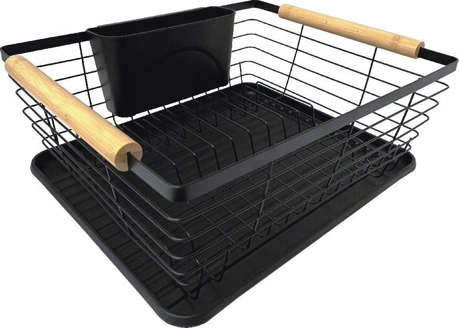 SUSZARKA DO NACZYŃ OCIEKACZ Z TACKĄ STOJĄCA CZARNA