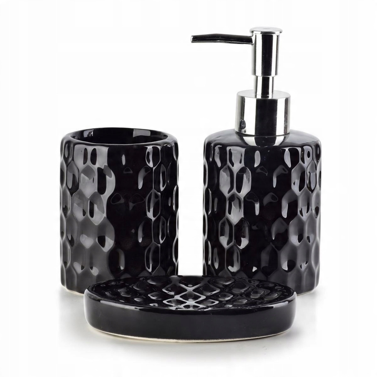 

Komplet łazienkowy 3el. Ceramiczny czarny dozownik