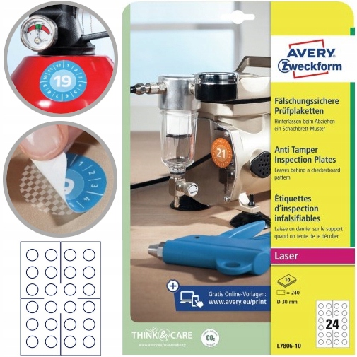 TABLICZKI INSPEKCYJNE PLOMBY LASEROWE 30mm x240