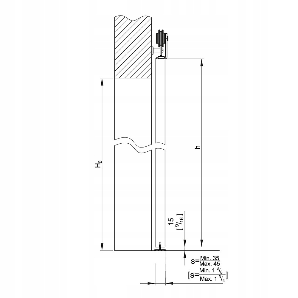 Loftowy system przesuwny do drzwi 100 kG,tor 1,9 m Maksymalna waga drzwi 100 kg