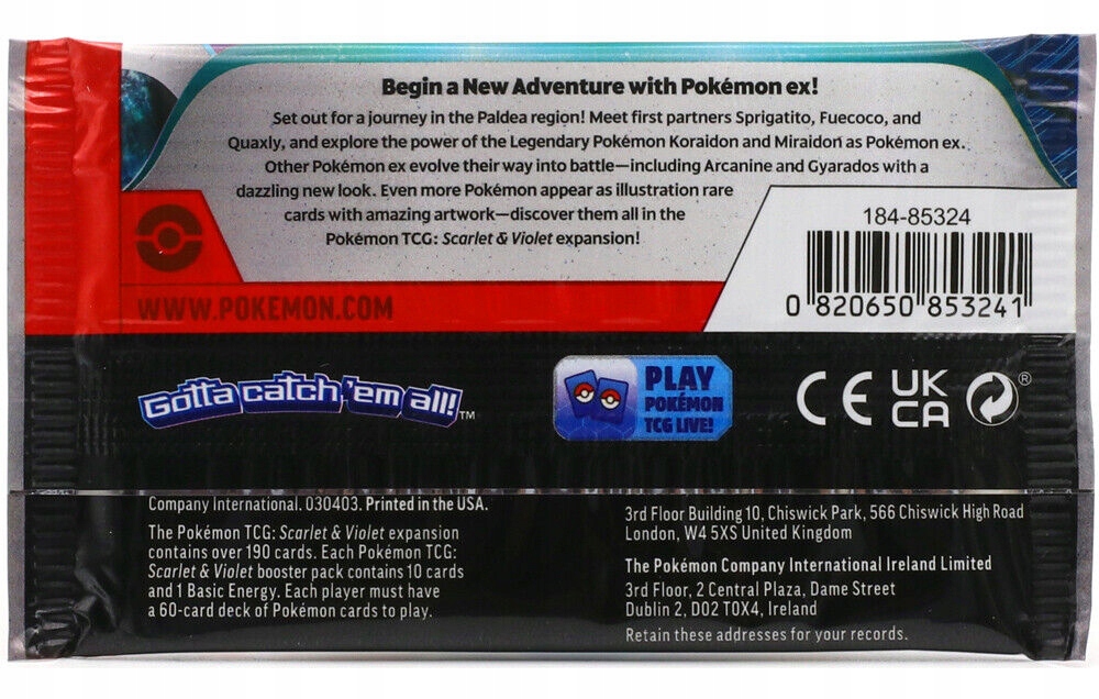 POKEMON TCG SCARLET & VIOLET BOOSTER 11 kart + kod Wiek gracza 5-7 lat 8-11 lat 12-14 lat 15-18 lat 18+