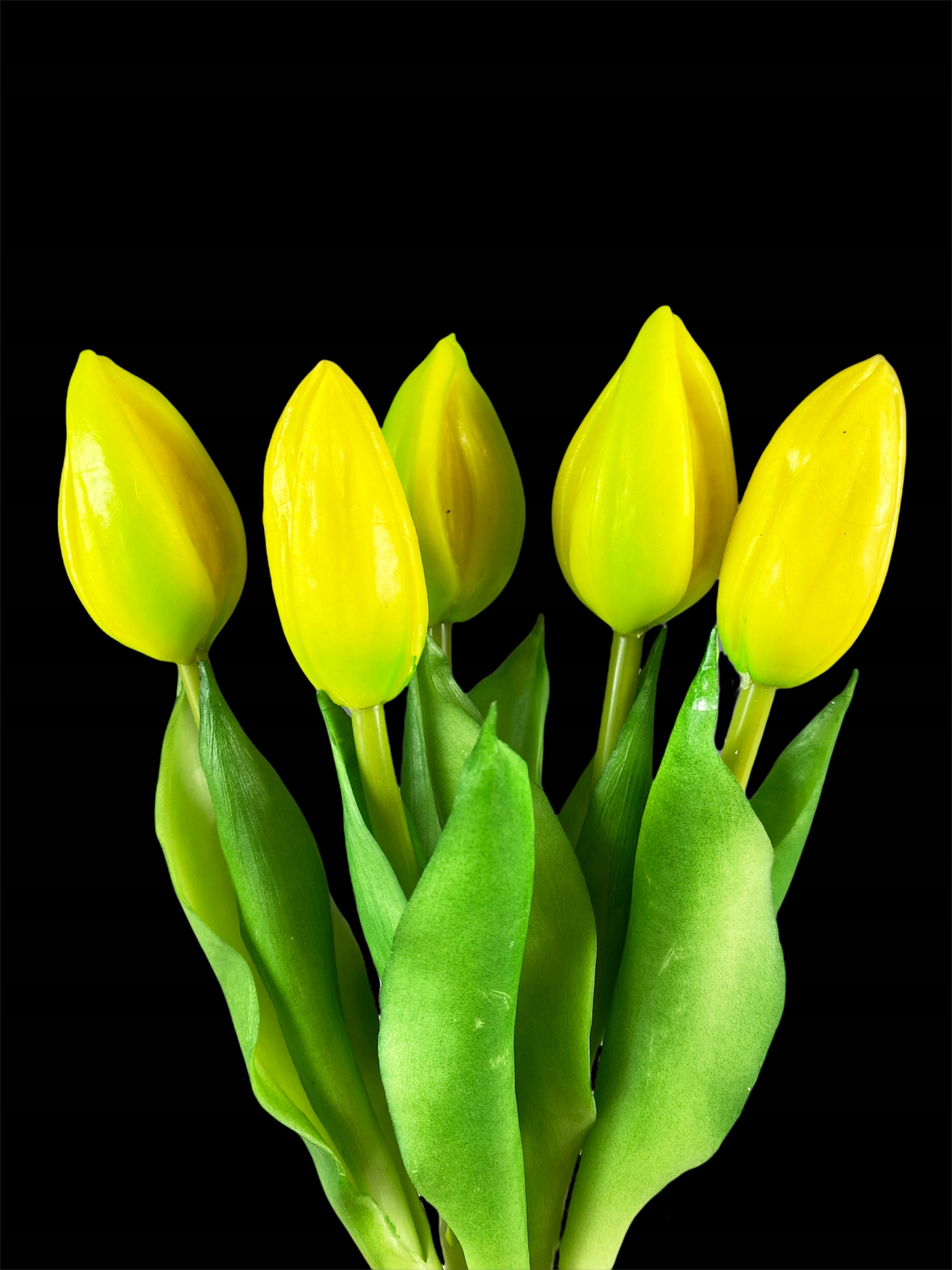 TULIPANY TULIPAN BUKIET GUMOWANE GUMOWE ŻÓŁTE 5SZT Wysokość maksymalna 27 cm