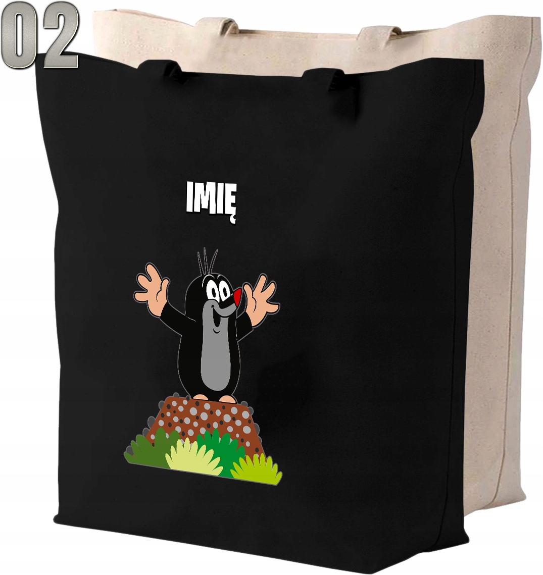 Torba bawełniana KRECIK + IMIĘ Kolor wielokolorowy