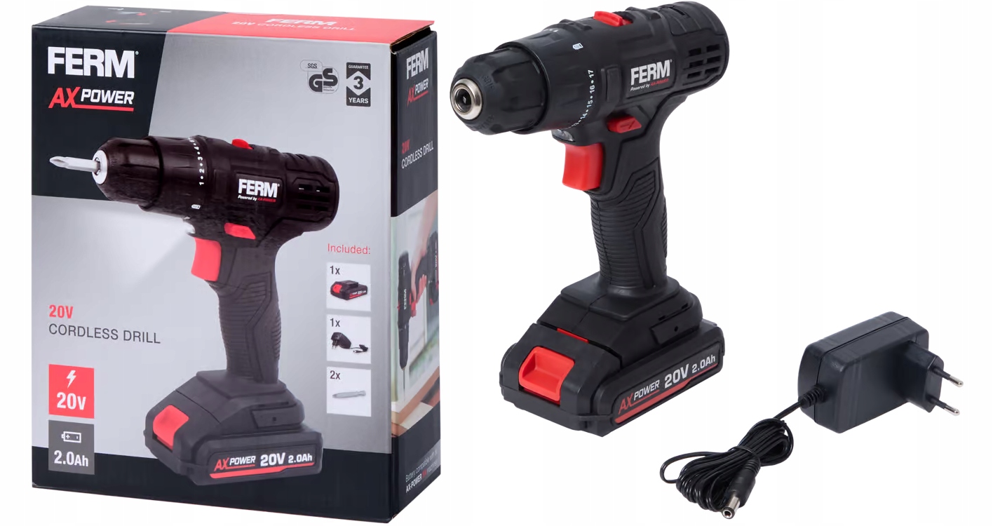 Wkrętarka akumulatorowa Ferm Ax-power CDM1191 20 V 2.0 Ah aku ładowarka