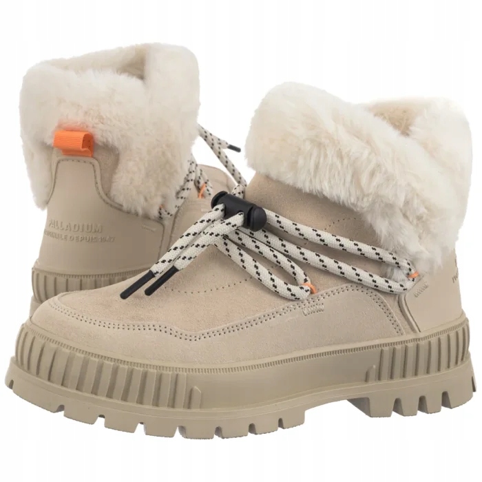 Kožené zimní boty Dámské Kotníkové Boty Sněhule Palladium 99516 Béžové