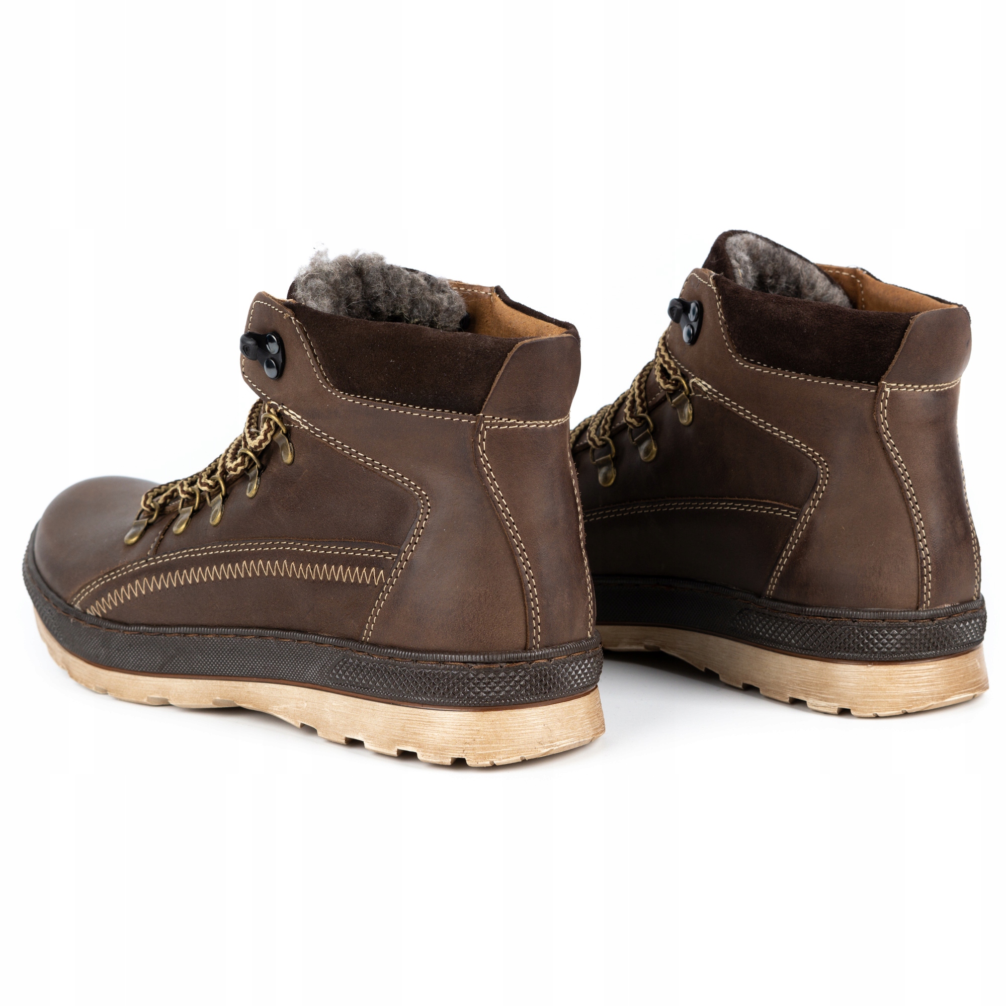 BUTY ZIMOWE SKÓRZANE OCIEPLONE 378 BRĄZ 42 Rozmiar 42
