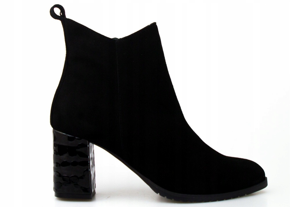 Černé Kotníkové Boty Ozdobné Podpatky Velurová Kůže Aga 38