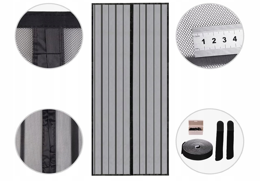 MOSKITIERA MAGNETYCZNA DRZWI 210 x 90 CM CZARNA EAN (GTIN) 4260605640957