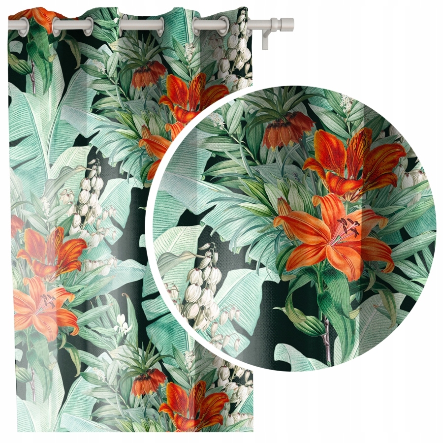 ZASŁONA MATOWA kwiaty ZASŁONY na PRZELOTKI 145x250