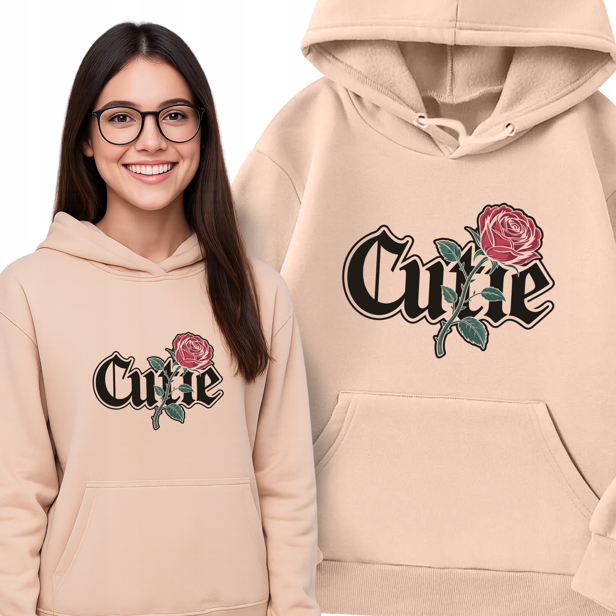 Mikina S Kapucí Broskvová Cutie pro dívku a přítelkyni Dárek S