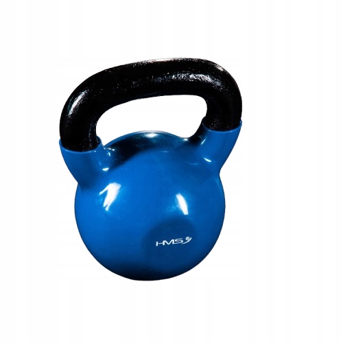 Hantel kettlebell żeliwny powlekany 8kg do crossfitu ciężarek niebieski Hms