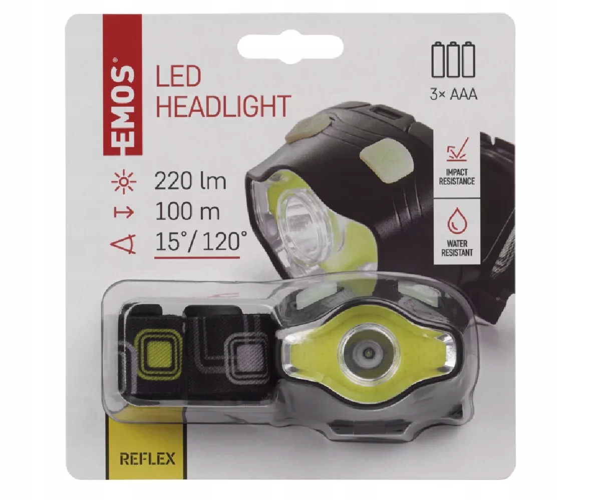 

Latarka czołowa Led Cob P3536 Emos 220 lm 3× Aaa