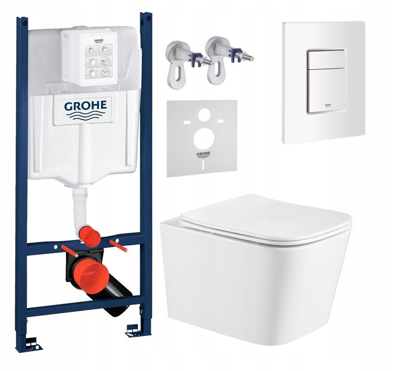 Sada Wc roštu Grohe s Wc misou Imprese Alba a tlačidlom biela Fresh
