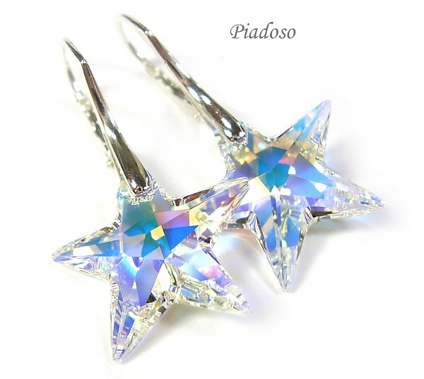 cena Krystaly Hvězda Náušnice Stříbro