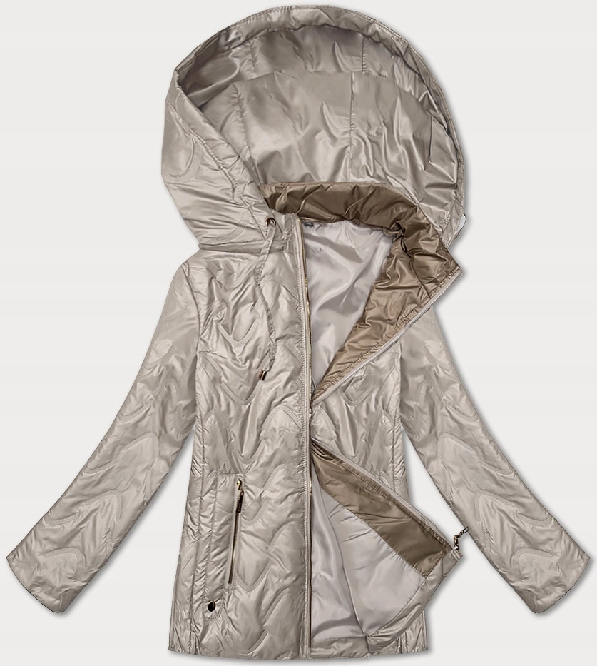 Prošívaná Dámská Bunda B8356 Světle Béžová 52