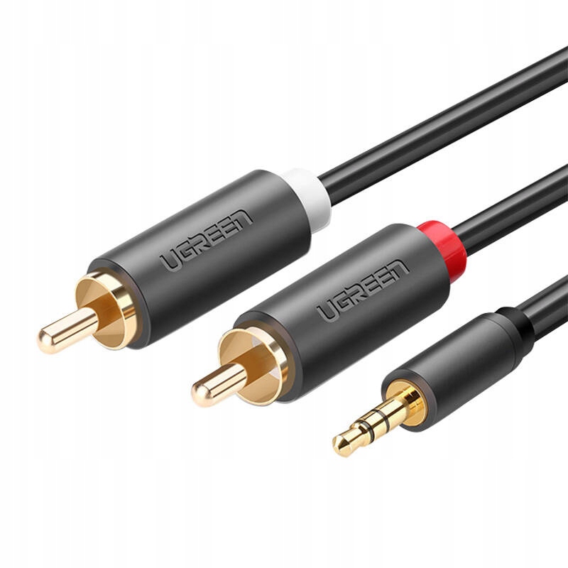 Kabel Rca 2X Cinch 3.5MM 2M Czarny Ugreen Dźwiękowy Wysokiej Jakości