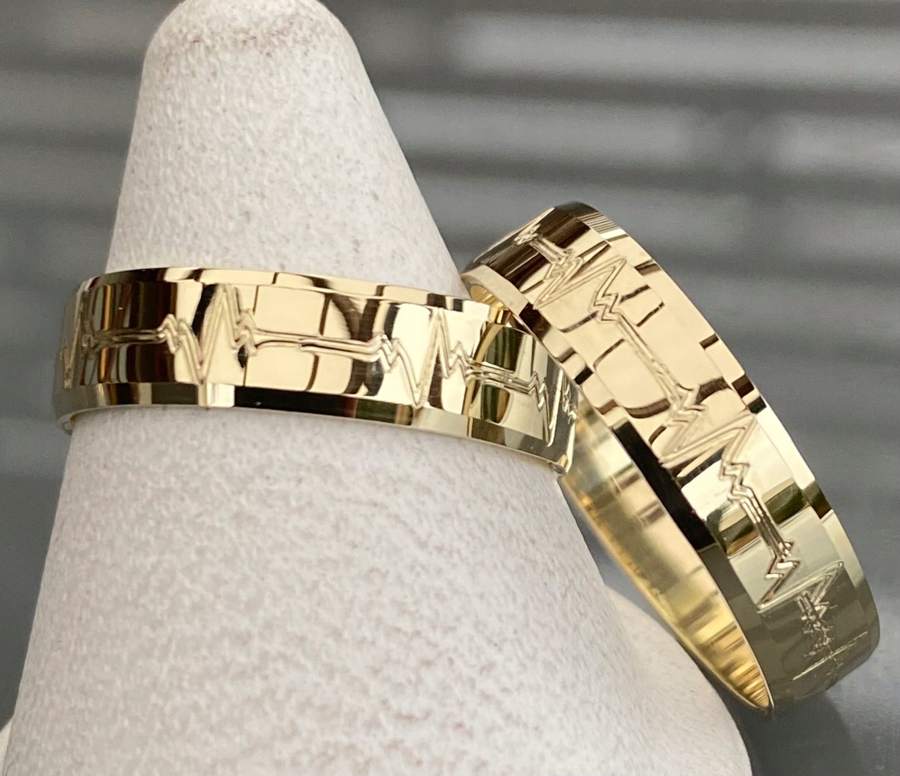 ZŁOTE OBRĄCZKI ŚLUBNE PARA - LINIA ŻYCIA 5mm PRÓBA 585 - GRAWER GRATIS! Kod producenta ZL-OBR