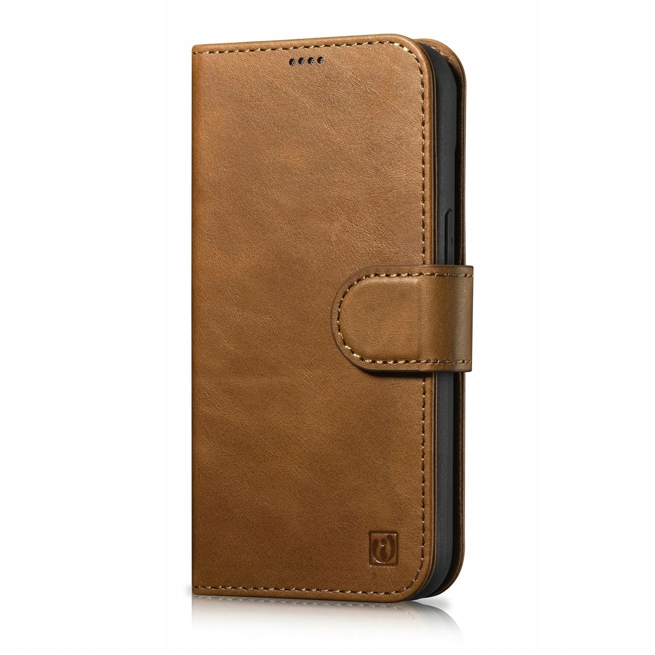 iCarer Oil Wax Wallet 2in1 etui iPhone 14 Plus Anti-RFID tan brązowy