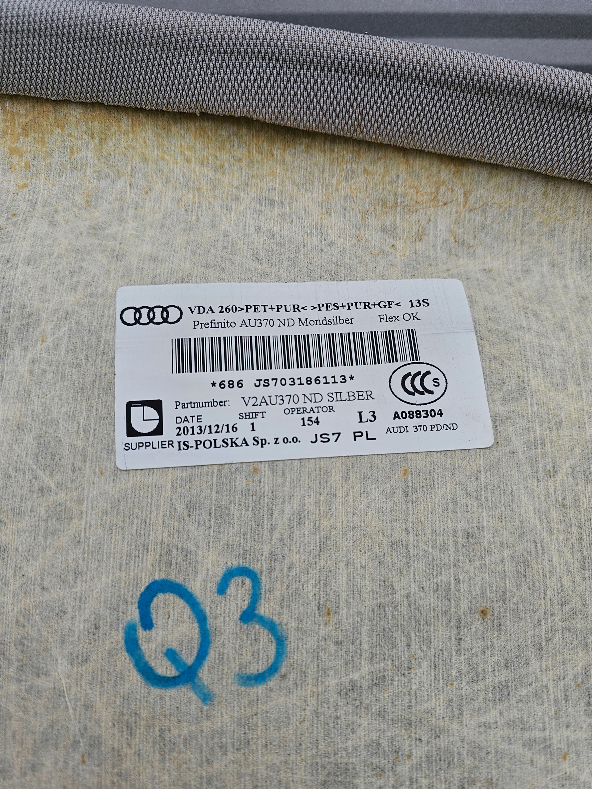 CIELO INTERNO AUDI Q3 8U 2014
