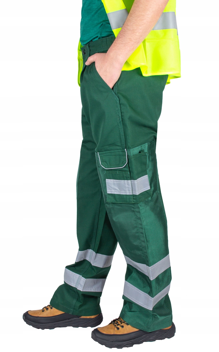 spodnie ROBOCZE DO PASA męskie odblaskowe zielone W40-L30 pas 98/104cm FIRI Rozmiar 40/30