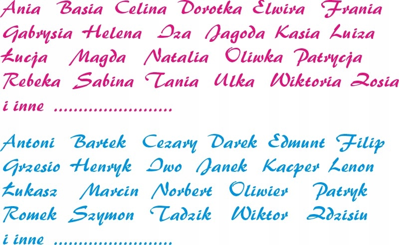 Napis Rower + Imię Dziecka Naklejki Różne Imiona Szerokość 0 mm