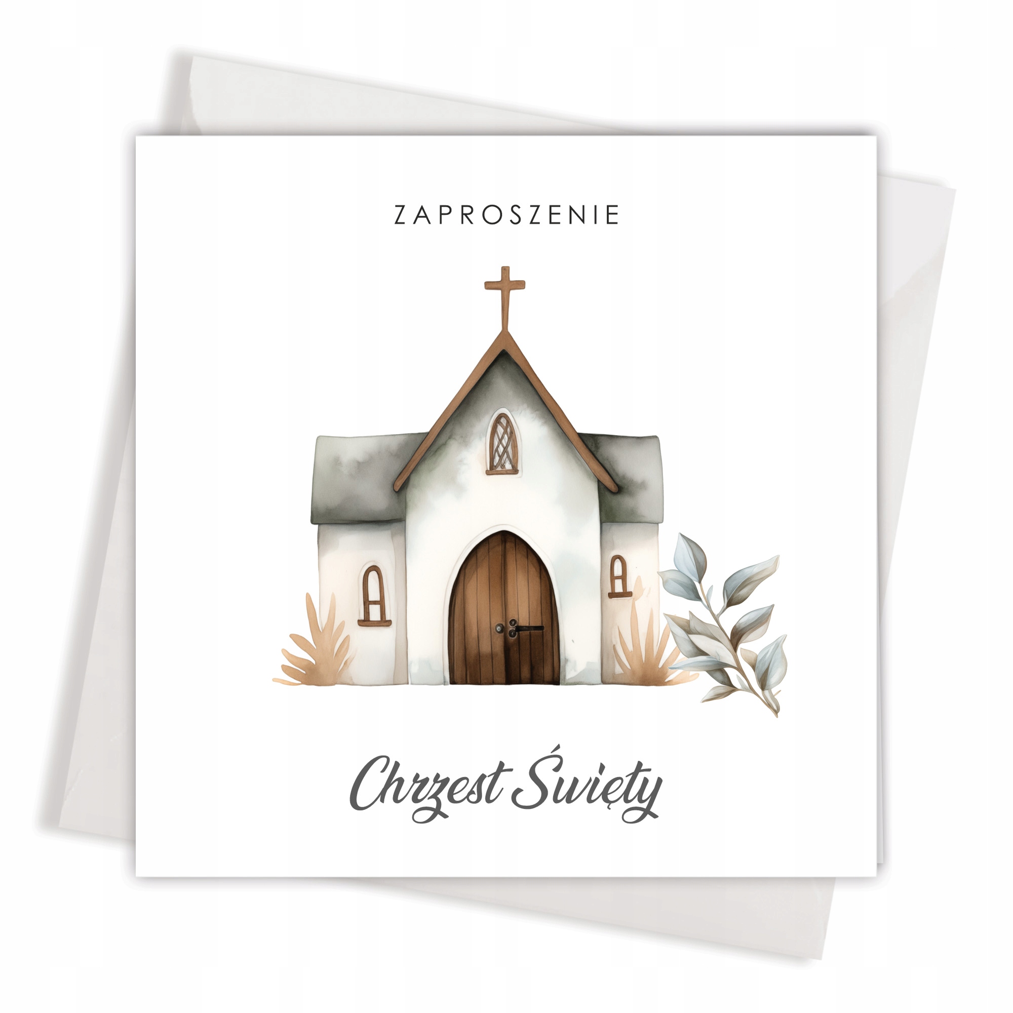 Zaproszenie na Chrzest Święty Boho z Kopertą Gotowe + Imię + Personalizacja