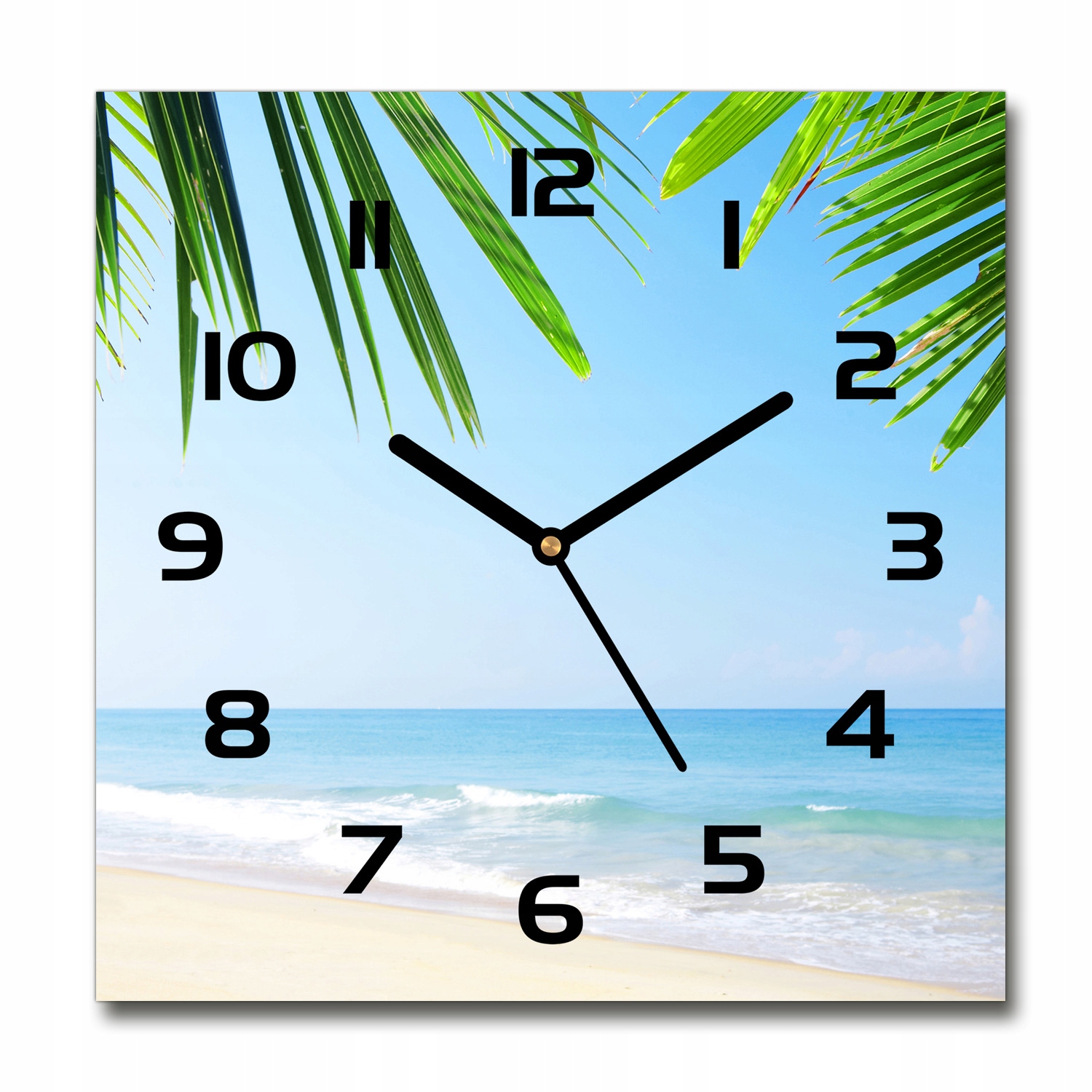 

Zegar szklany kwadratowy Tropikalna plaża 30x30 cm