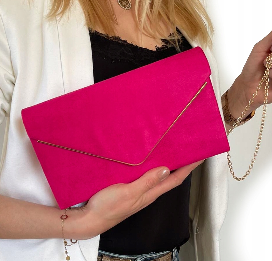 ZAMSZOWA TOREBKA KOPERTÓWNA NA ŁAŃCUSZKU FUKSJA