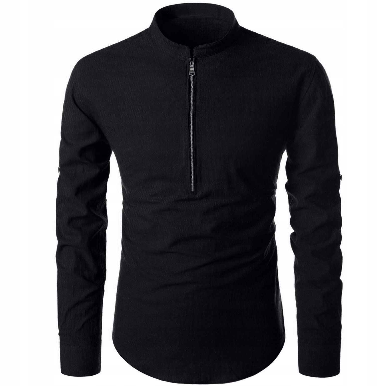 Pánská košile Stojáček Zip Každodenní Regular Casual Elegant