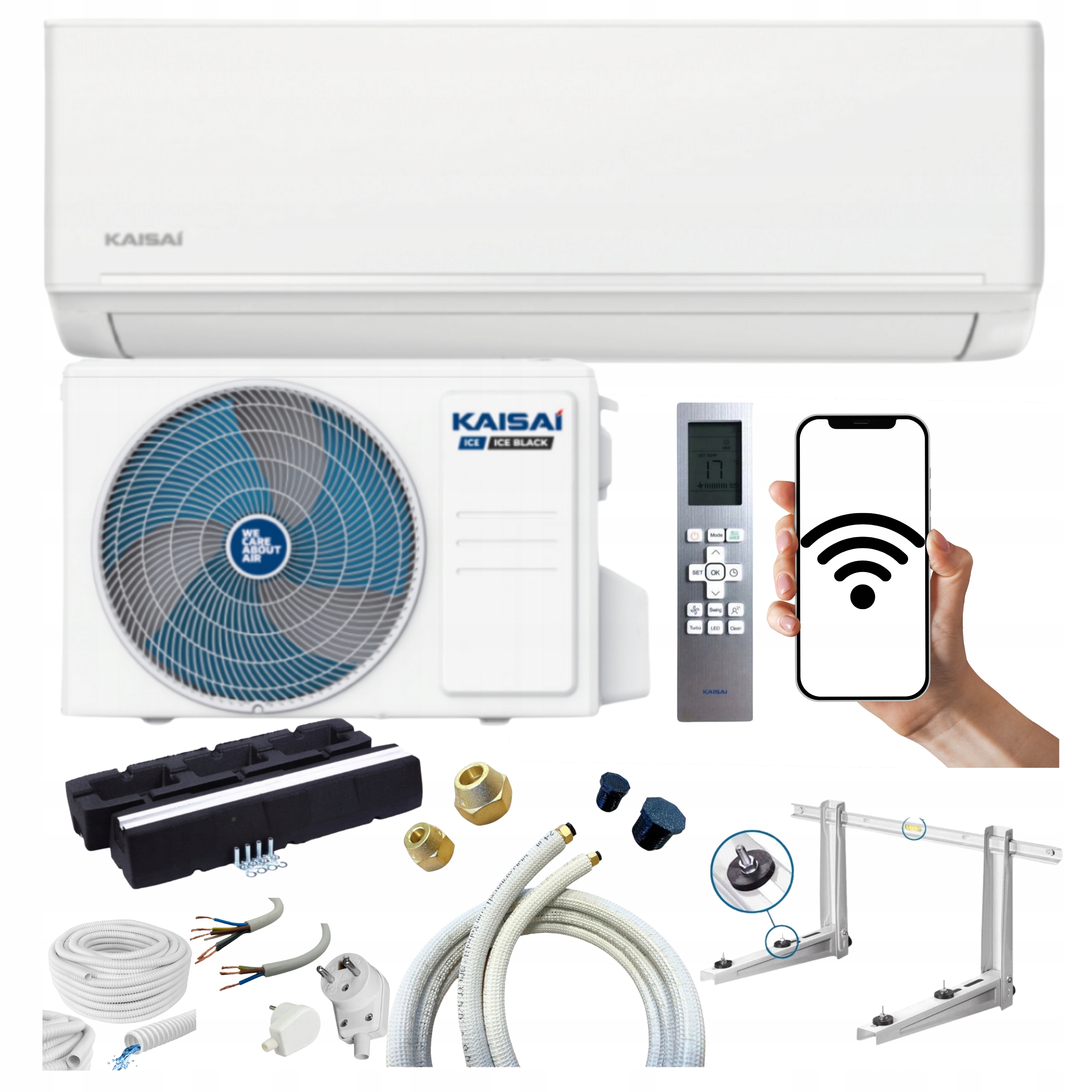 Nástenný klimatizátor Kaisai Ice 3,5 kW Wifi Ohrievač Súprava Pripravená Na Montáž