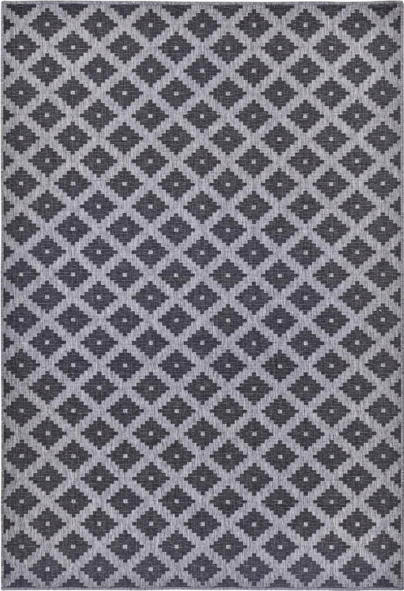 Koberec na terasu 80x150 cm, grafitově černý, oboustranný, plochý tkaný