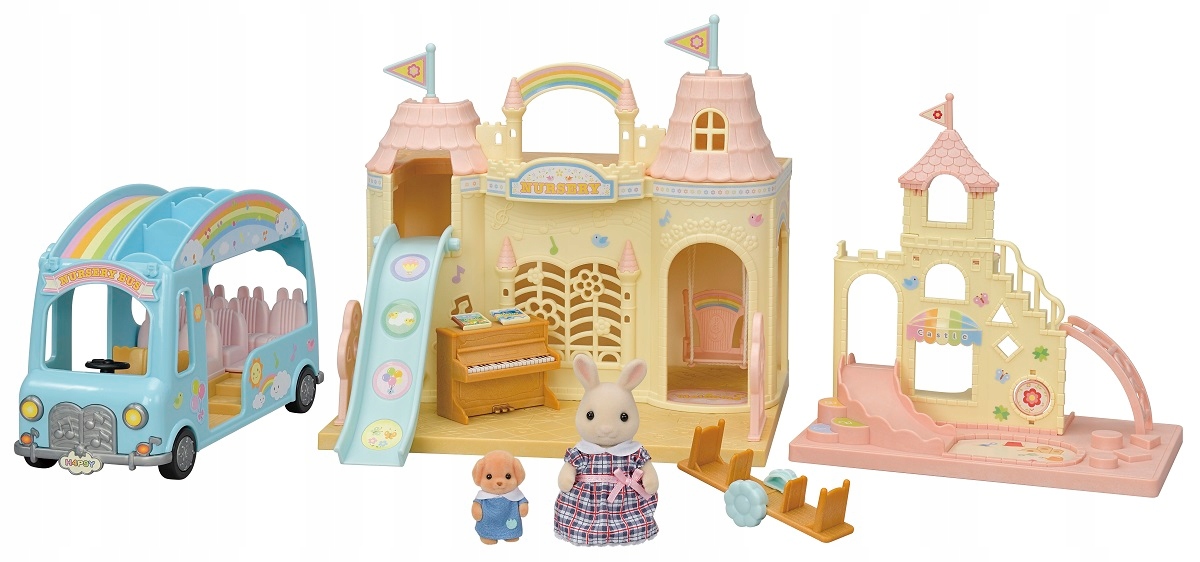 Zestaw Epoch Sylvanian Families słoneczny autobus, przedszkole, 2 figurki