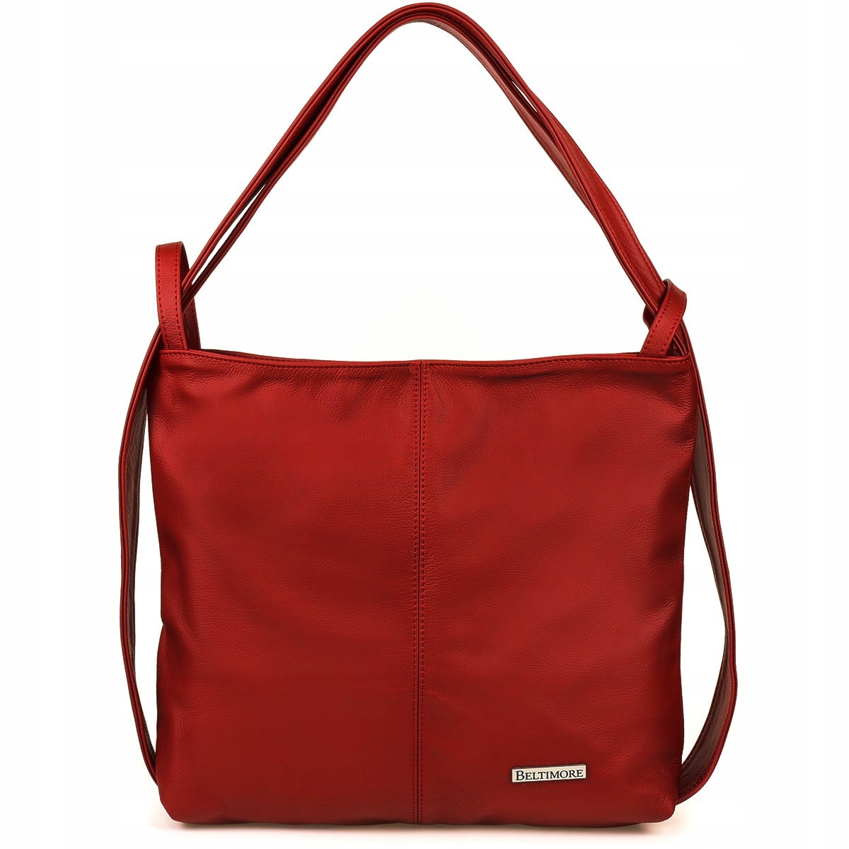 Batoh Dámská kožená kabelka A4 velká taška shopperka 2v1 námořnická modrá Beltimore