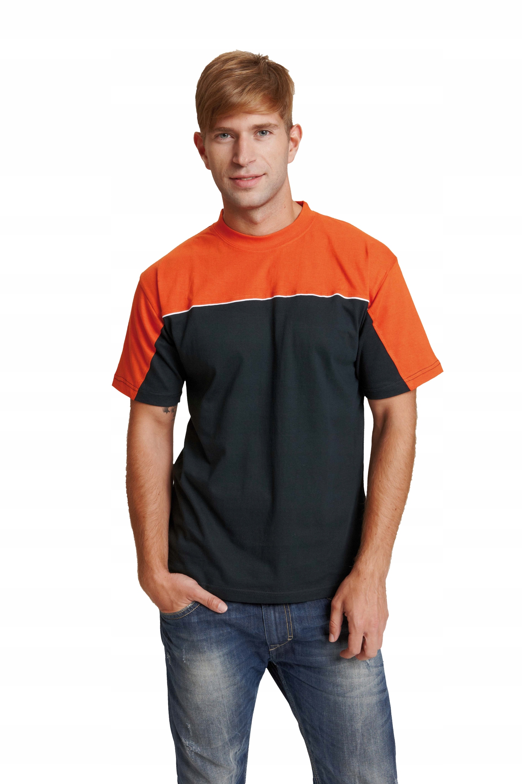 

T-shirt roboczy bawełniany czarno-pomarańczowy M