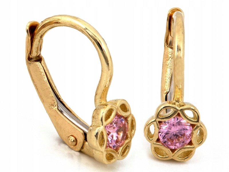 Jemné, decentní zlaté Náušnice s květinovým vzorem a ryzost 585