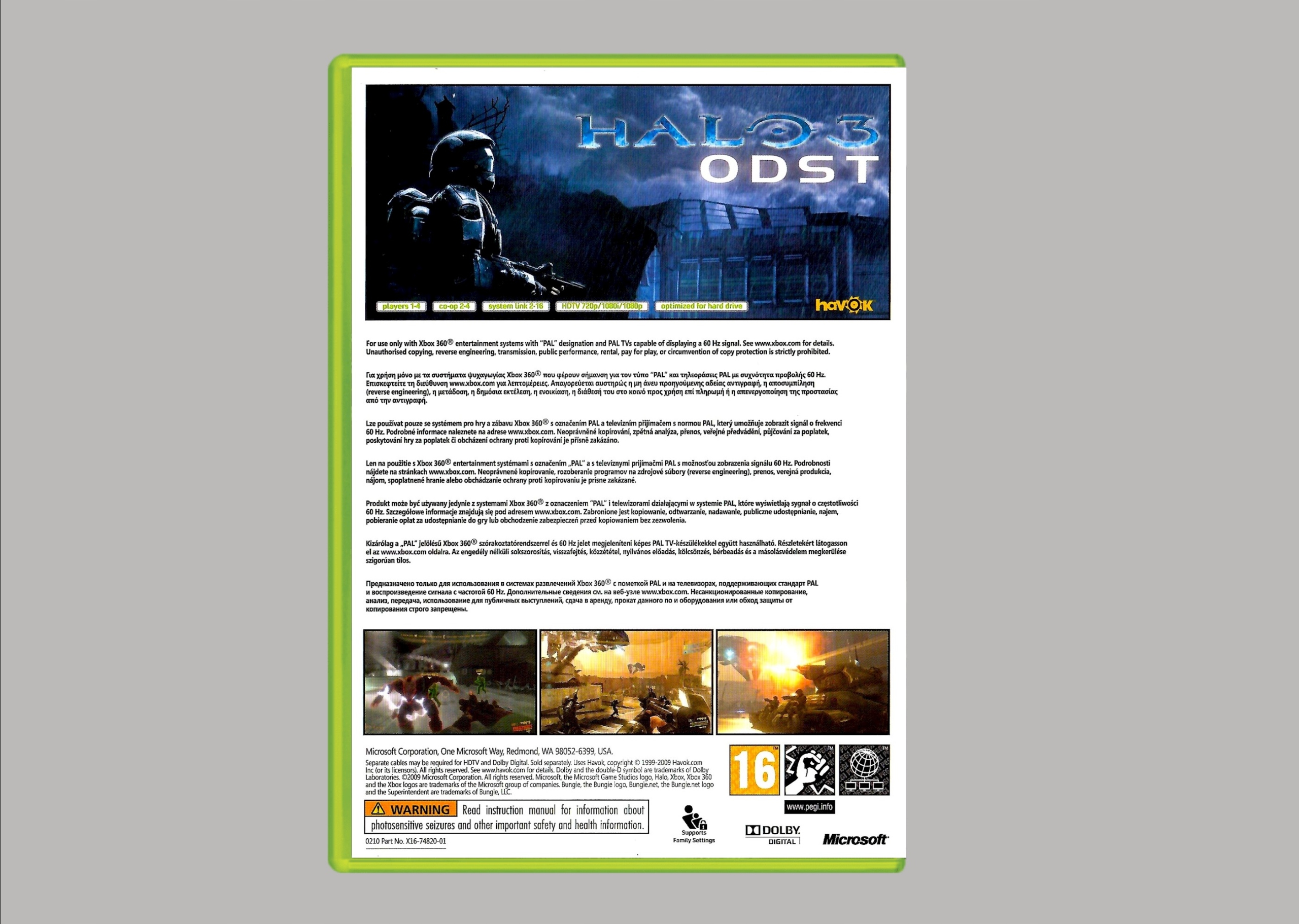 XBOX 360 HALO 3 ODST Maksymalna liczba graczy Więcej niż 6