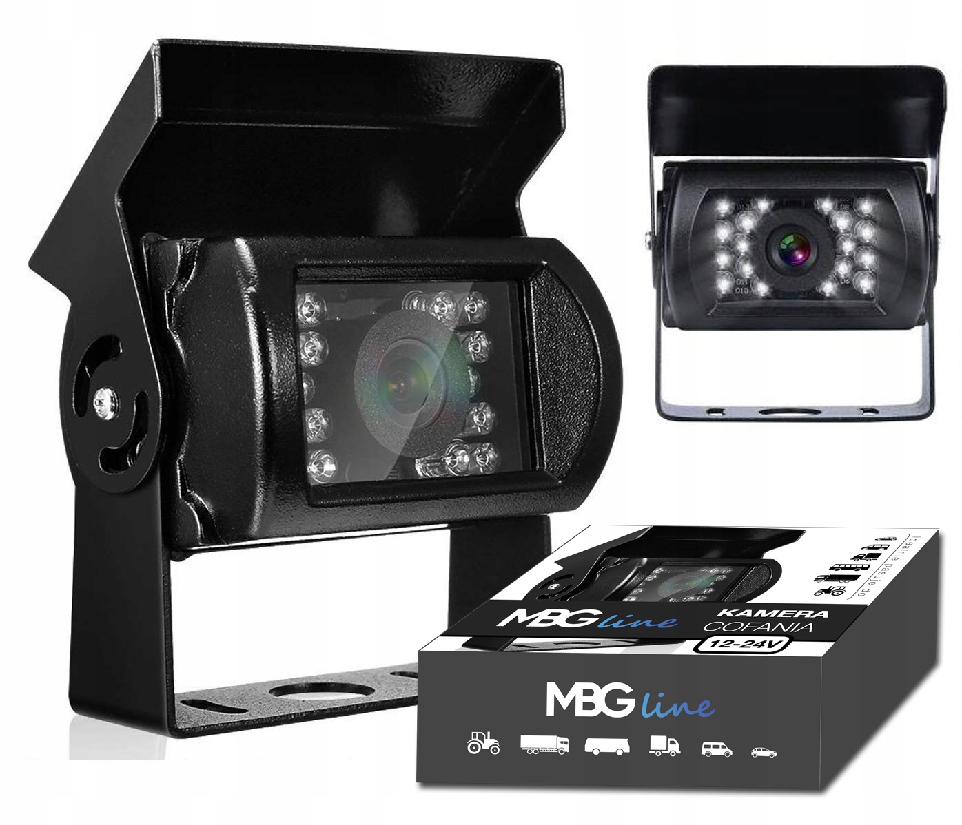 

Metalowa Kamera cofania 12V 24V diody Ir +10m Rca