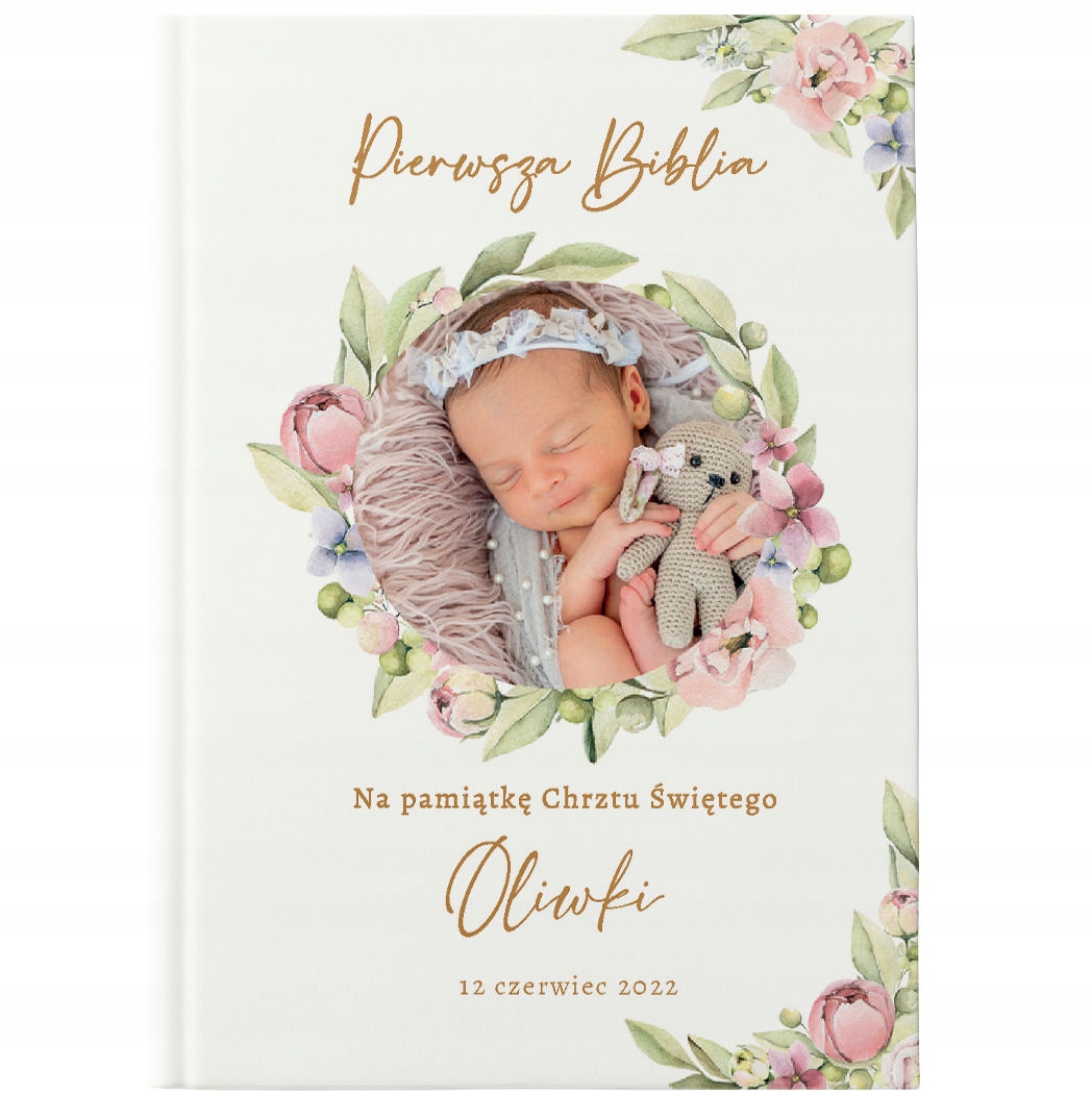 

Biblia Chrzest Nadruk Imię Zdjęcie Dziecka